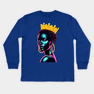 African Queen Crown Kids Long Sleeve T-Shirt